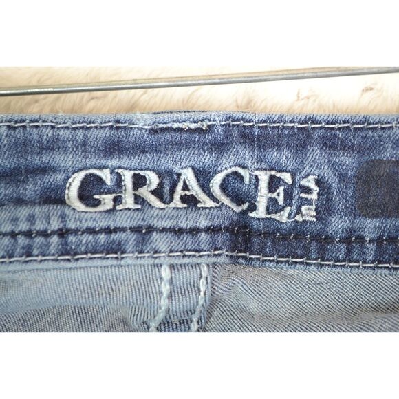 Grace In LA Women's 27 Medium Wash Embroidered Mid Rise Bootcut Jeans - Picture 4 of 16